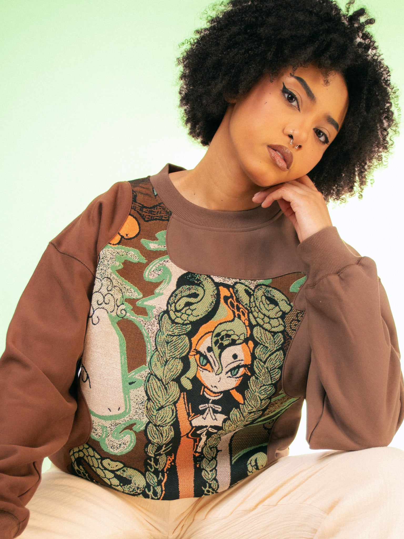 Year of the Snake Woven Brown Sweater