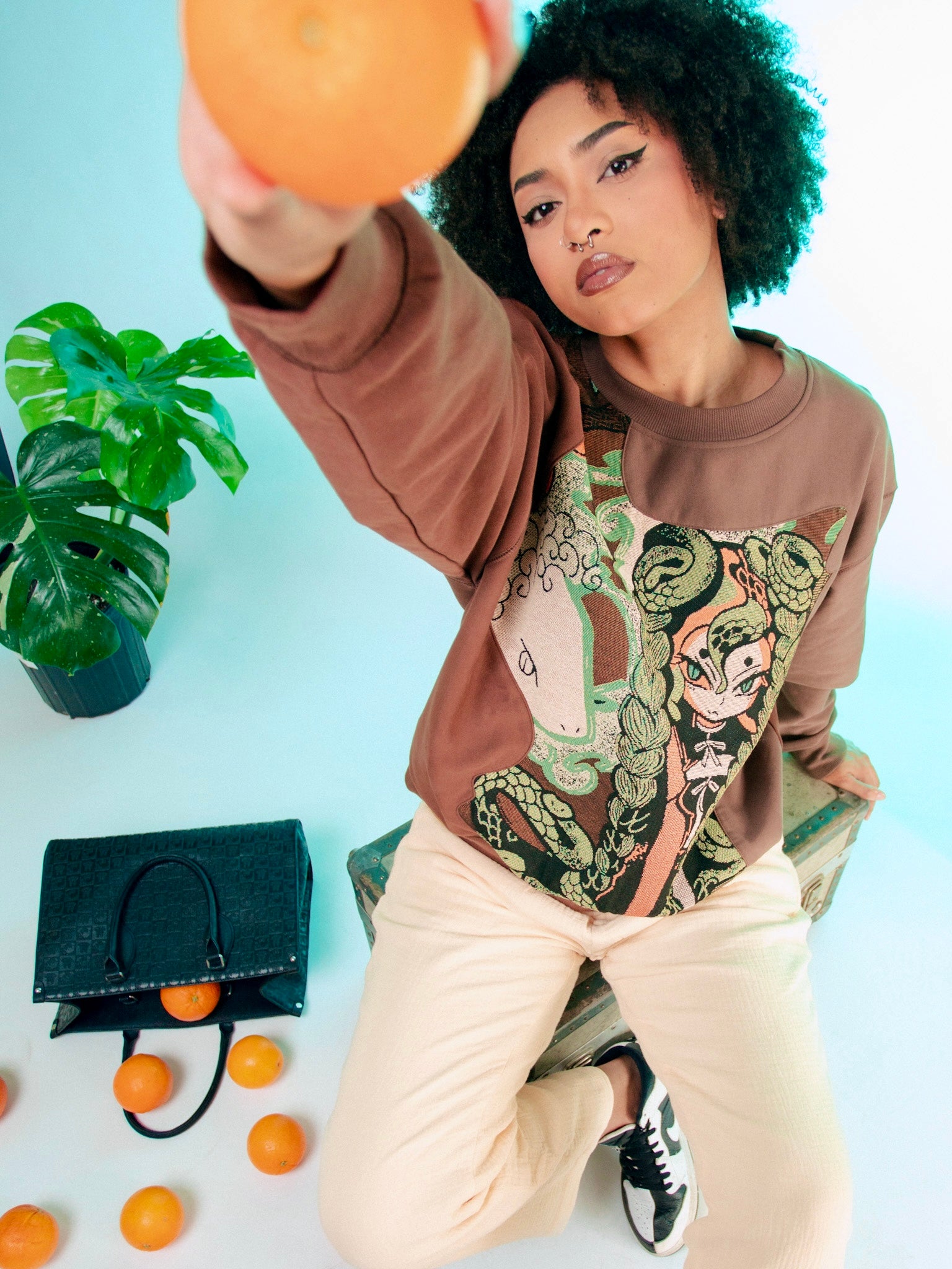 Year of the Snake Woven Brown Sweater