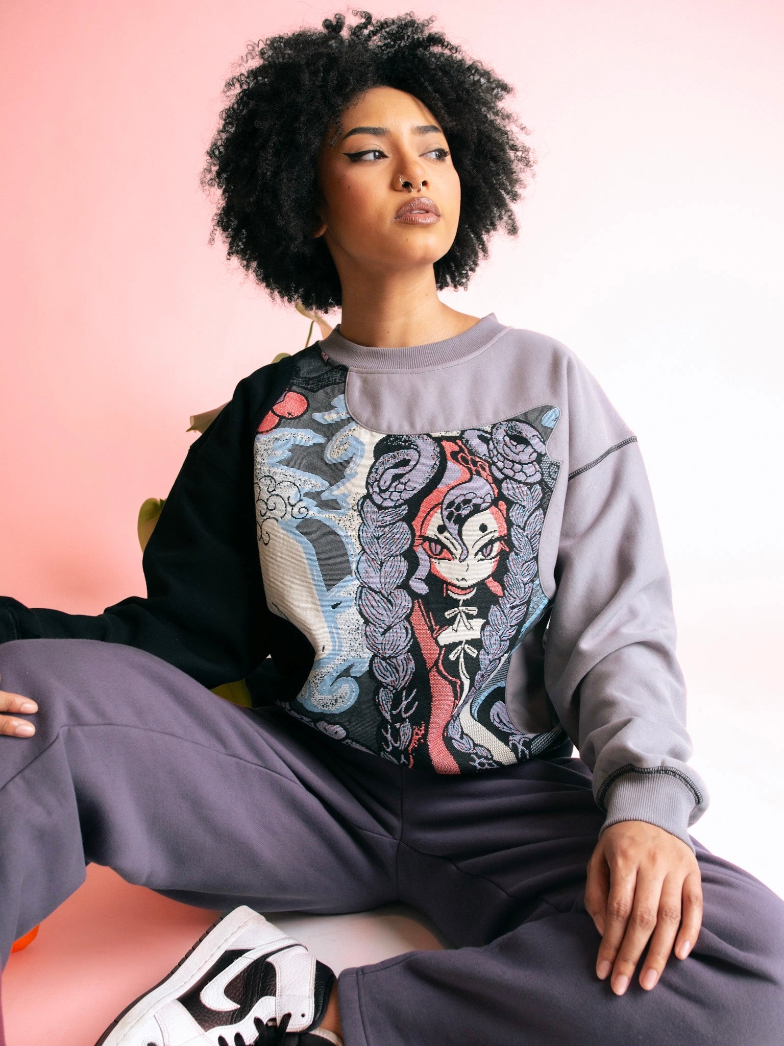 Year of the Snake Woven Black Sweater