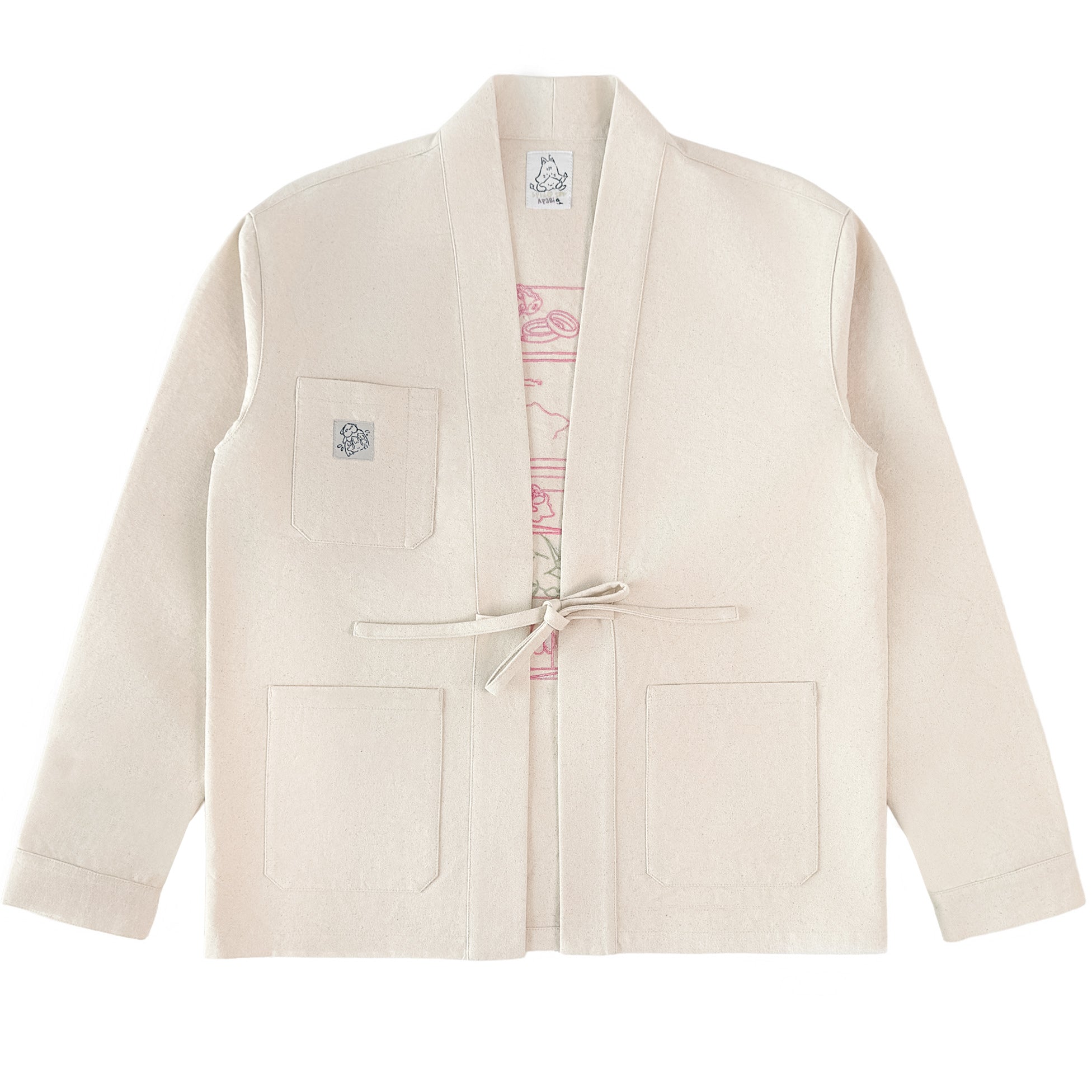 【新品】rosymonster no-collar pukkuri jacket Spilled Ink Noragi Jacket Cream – Apari
