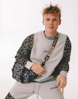 Woven Floral Sweatshirt Grey