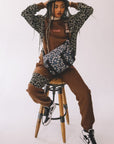 Woven Floral Sweatpant Brown