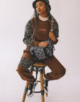 Woven Floral Sweatshirt Brown
