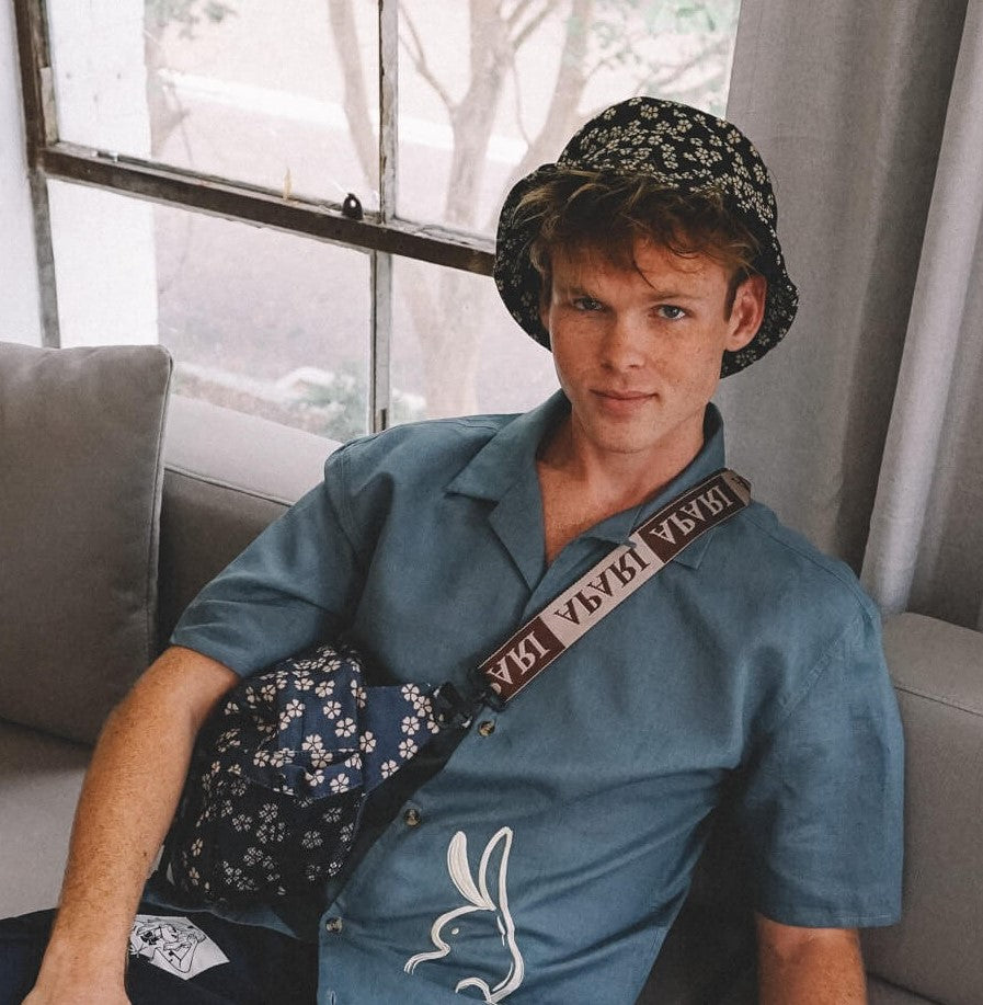 Blue floral bucket hat hot sale
