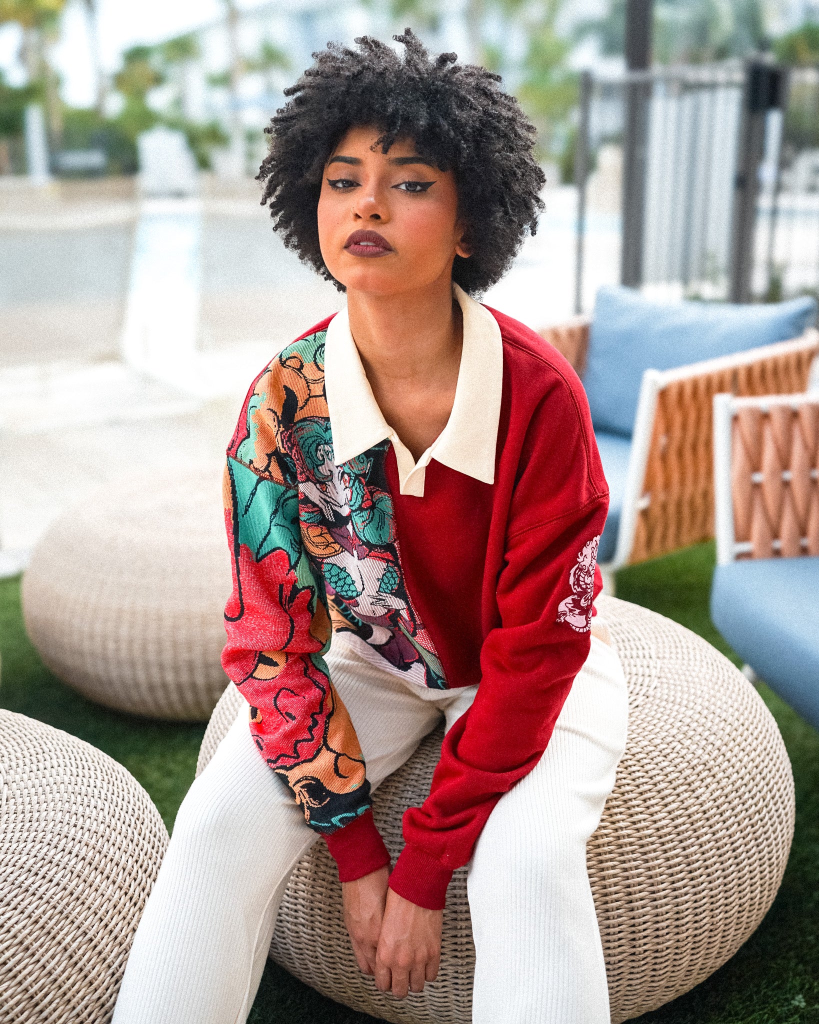 Woven Dragon Collared Pullover