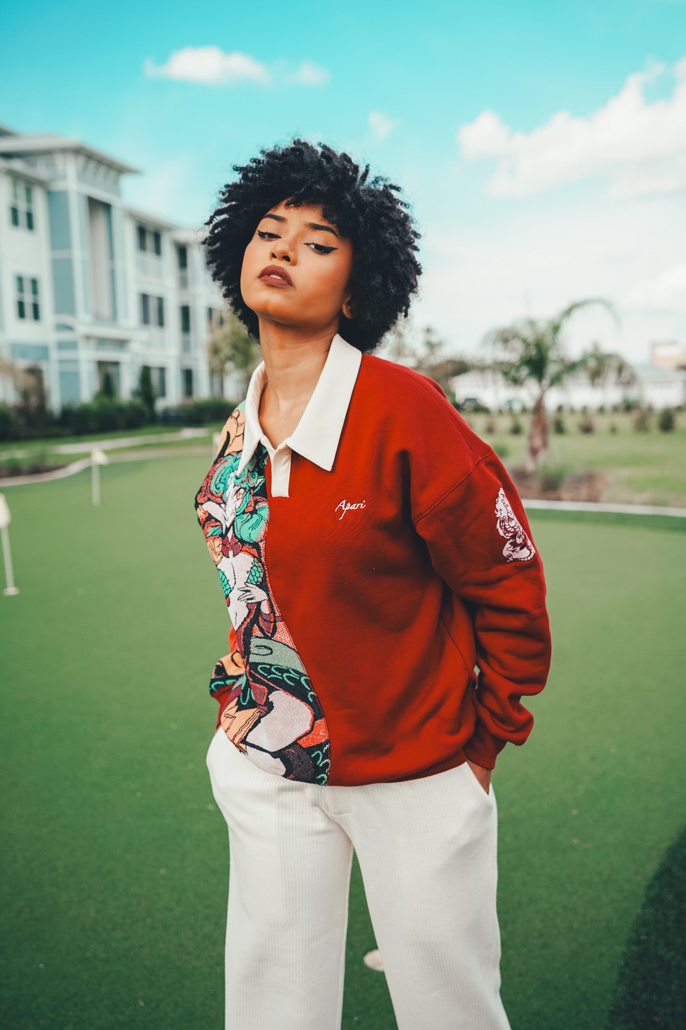 Woven Dragon Collared Pullover