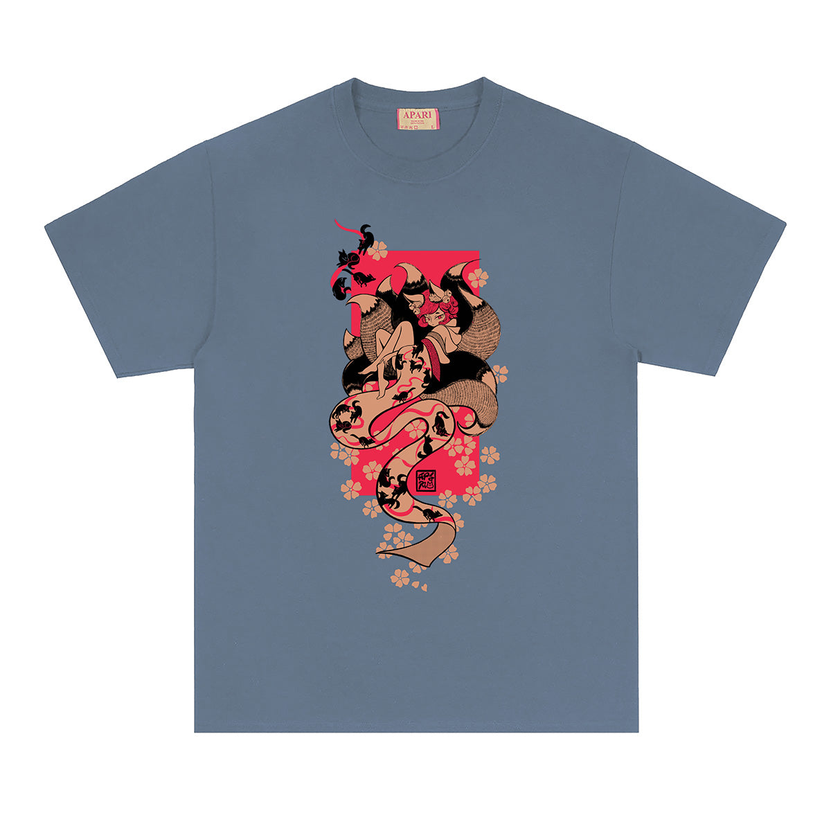 Sakura Kitsune Shirt Denim – Apari